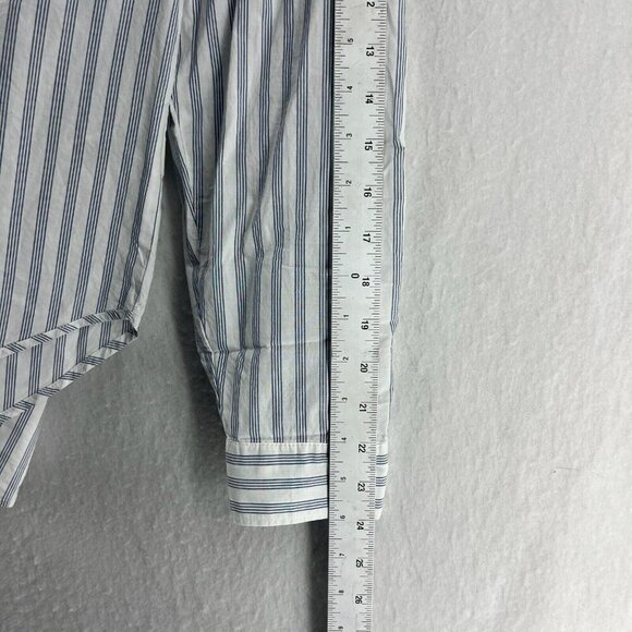 H & M L.O.G.G. Shirt Women's Sz S Gray White Striped Popover V Neck Long Sleeves - Picture 3 of 11